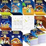 Cholemy 120 Pcs Christmas Nativity Coloring Books Religious Christmas Coloring Books Bulk Christian Activity Books Bible Drawing Book for Christmas Party Church Bag Filler