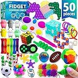 50 Pcs Fidget Toys Pack - Kids Stocking Stuffers Gifts for Kids, Party Favors - Adults Stress Relief Sensory Toy - ADHD Toys Bulk for Classroom Treasure Box Prizes - Pop Its