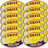 Ortiz White Tuna in Olive Oil, Fresh Tender Slices, Spanish Wild Caught Tuna, High in Protein and Omega 3 Fats, Excellent in Salad, Pasta or Sandwiches - No Need to Add Mayo, 3.95oz Can (Pack of 12)