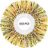 AVLA 60 Pack Gold Noise Maker, Glitter Metallic Fringed Musical Birthday Blowout, Horns Whistle Party Favor Blower Noisemaker for Kids New Year Sport Events