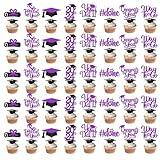 40Pcs Graduation Cupcake Toppers 2024 Purple and Black Glitter Class of 2024 Graduation Cupcake Toppers,BYCCT Grad Cap Cake Toppers Picks,Graduation Party Decorations 2024,Graduation Party Supplies