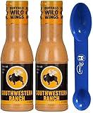 (Pack of 2) Buffalo Wild-Wings Southwest Ranch Sauce 12 fl oz Bottles (Miras Trademark 2-in-1 Measuring Spoon Included!)