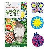 Creative Roots Mosaic Butterfly, Ladybug, & Sun Stepping Stone, Includes 3-Pack 4.5-Inch Ceramic Stepping Stone & 6 Vibrant Paints, Paint Your Own DIY Stepping Stone for Kids Ages 8+