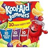 Kool-Aid Jammers Tropical Punch (Grape & Cherry Artificially Flavored Kids Soft Drink Variety Pack, 30 ct Box, 6 fl oz Pouches)