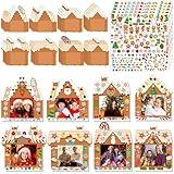 Zhanmai 48 Pcs Gingerbread House Picture Frame Craft Xmas DIY Gingerbread Candy Craft Christmas Crafts Self Adhesive Stickers for Christmas Tree Xmas Keepsake Holiday Party Decoration