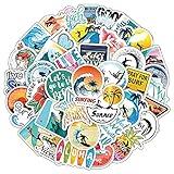 Love Surfing Stickers for Water Bottles, 50PCS Cool Sports Vinyl Waterproof Aesthetic Stickers for Laptop Luggage Phone Scrapbook Surfboard, Summer Surf Decals for Adult Teen Girls (Surfing)