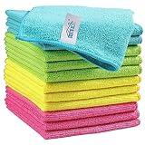 HOMEXCEL Microfiber Cleaning Cloth,12 Pack Cleaning Rag,Cleaning Towels with 4 Color Assorted,11.5"X11.5"(Green/Blue/Yellow/Pink)