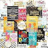 DEEPLAY Birthday Card 24 Pack Bulk Glossy Blank Greeting Card Box Set Multipack Funny Holographic Gold Foil Cards Assortment for Friend Adult Teen, 4.7" X 6.7" BIG SIZE with Envelops Stickers