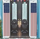 4th of July Independence Day Decorations Memorial Day Decor Indoor and Outdoor Hanging American Flag Banners (2 Pcs)