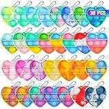 Pop Fidget Toys Bulk Its Valentines Day Gifts for Kids Party Favors for Kids Toys 30 PCS Valentines Mini Pop Heart Keychain It Fidget Toy Pack Fidgets for Classroom Prizes Birthday Goodie Bag Stuffers