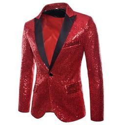 K732 Men's Gold Thread Embroidered Suit - One Button Performance Costume