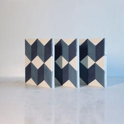 Artisanal Firing-Free Blue & White Geometrical Patterned Cement Wall Tiles