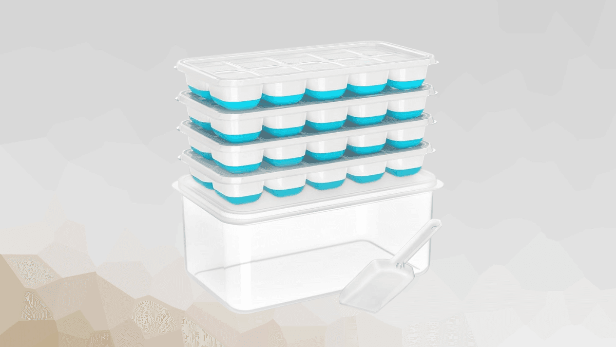 NFK 4-Pack Ice Tray Set with Storage Bin