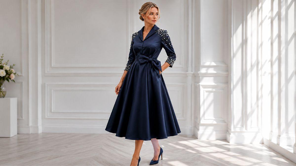 Satin Tea-Length Cocktail Dress